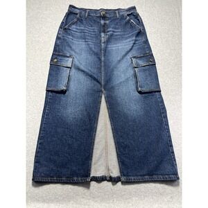 a.n.a High Rise Medium Wash Denim Cargo Maxi‎ Skirt Women's Sz 12